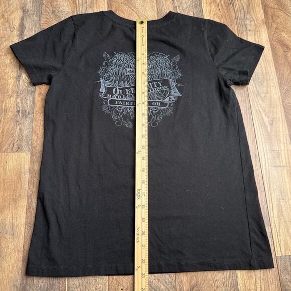 Harley Davidson T-Shirt Women's Medium Black Motorcycle Short‎ Sleeve Ohio 6432 - Picture 7 of 9